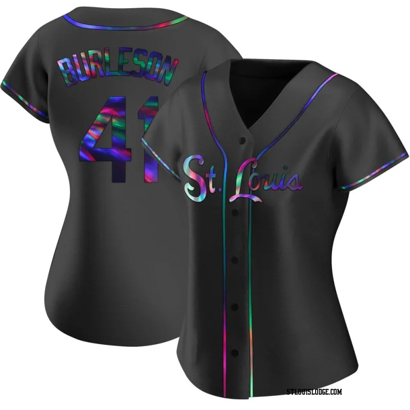 Women's St. Louis Cardinals Alec Burleson Replica Black Holographic Alternate Jersey