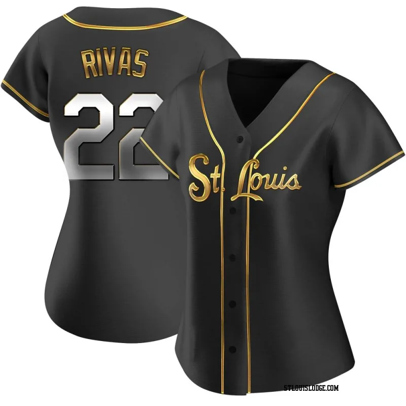 Women's St. Louis Cardinals Alfonso Rivas Replica Black Golden Alternate Jersey