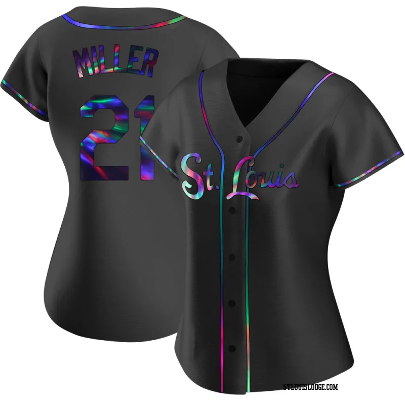 Women's St. Louis Cardinals Andrew Miller Replica Black Holographic Alternate Jersey