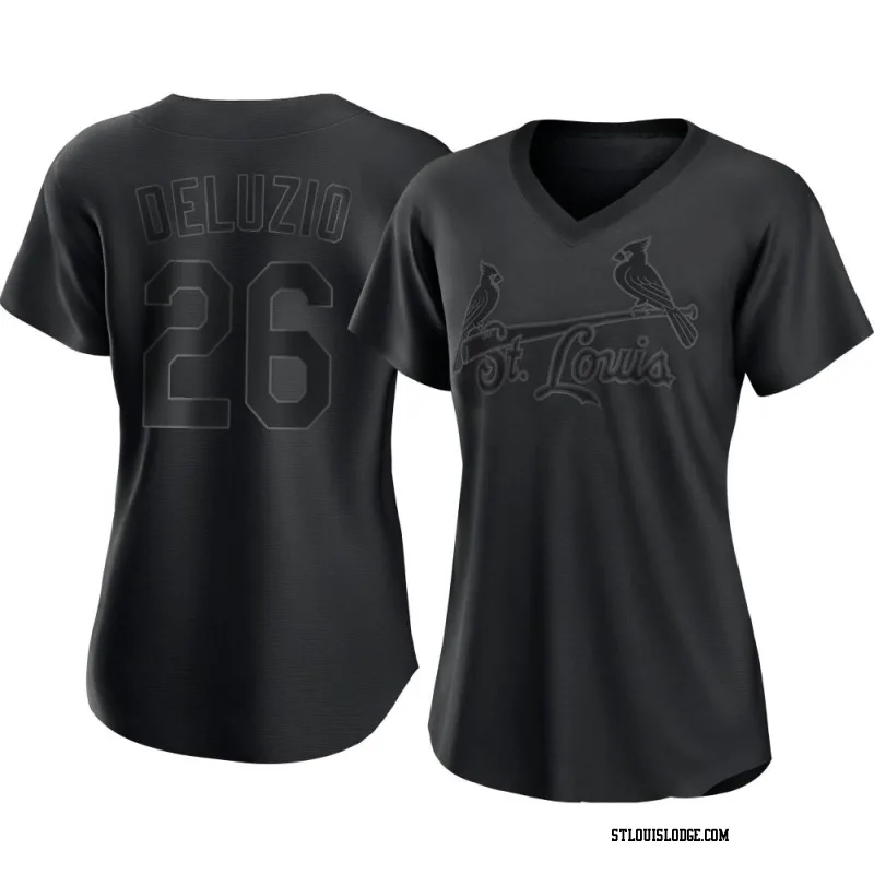 Women's St. Louis Cardinals Ben DeLuzio Authentic Black Pitch Fashion Jersey