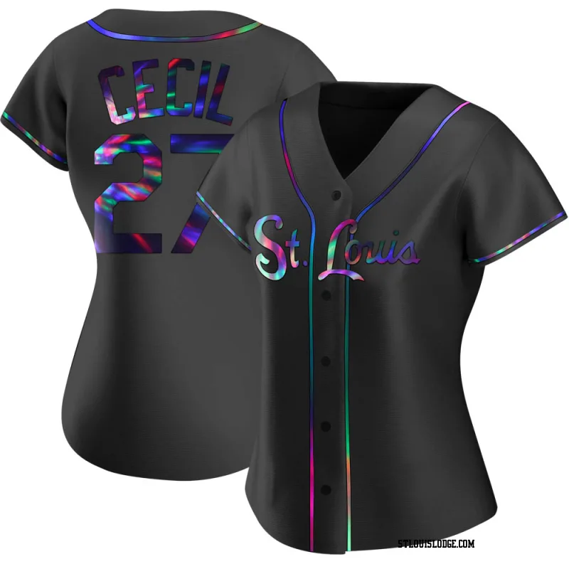 Women's St. Louis Cardinals Brett Cecil Replica Black Holographic Alternate Jersey