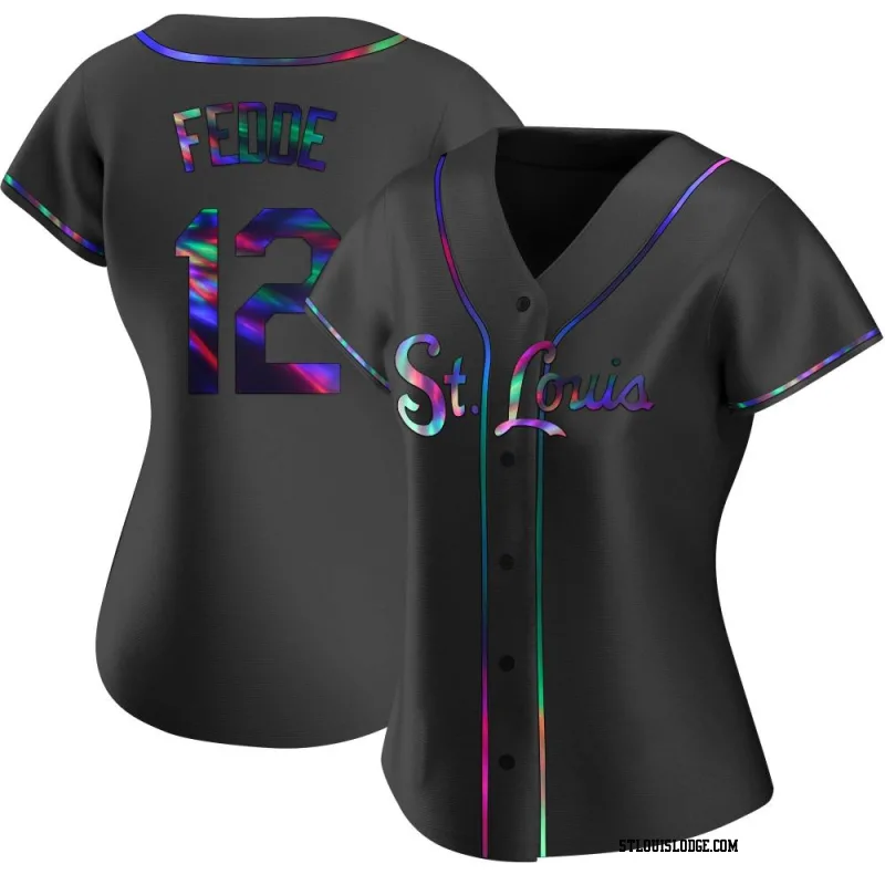 Women's St. Louis Cardinals Erick Fedde Replica Black Holographic Alternate Jersey