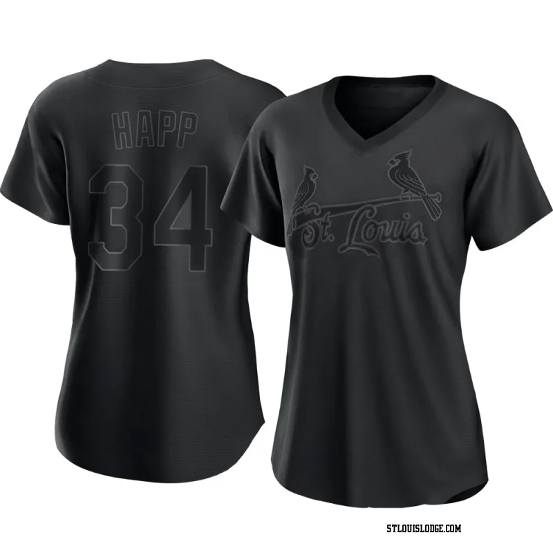 Women's St. Louis Cardinals J.A. Happ Authentic Black Pitch Fashion Jersey