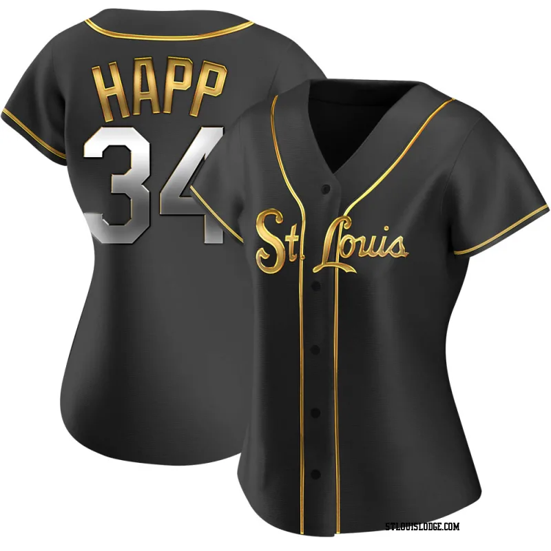 Women's St. Louis Cardinals J.A. Happ Replica Black Golden Alternate Jersey