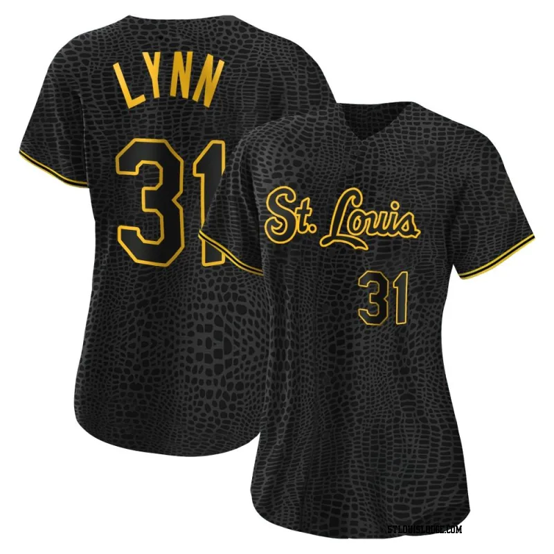 Women's St. Louis Cardinals Lance Lynn Authentic Black Snake Skin City Jersey