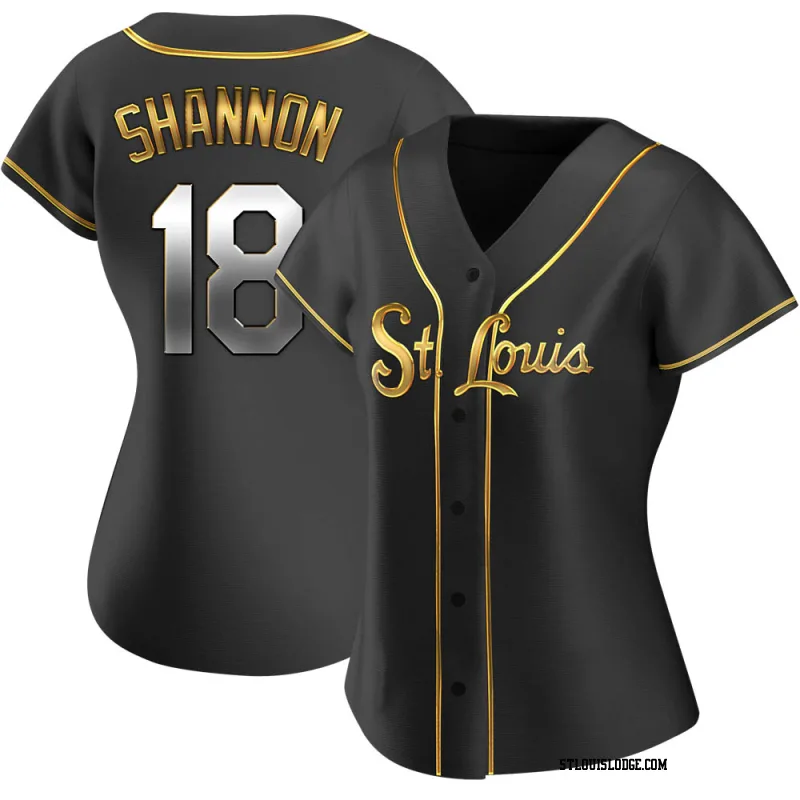 Women's St. Louis Cardinals Mike Shannon Replica Black Golden Alternate Jersey