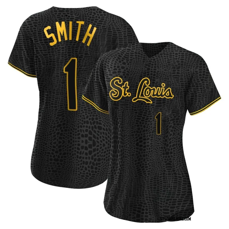 Women's St. Louis Cardinals Ozzie Smith Authentic Black Snake Skin City Jersey