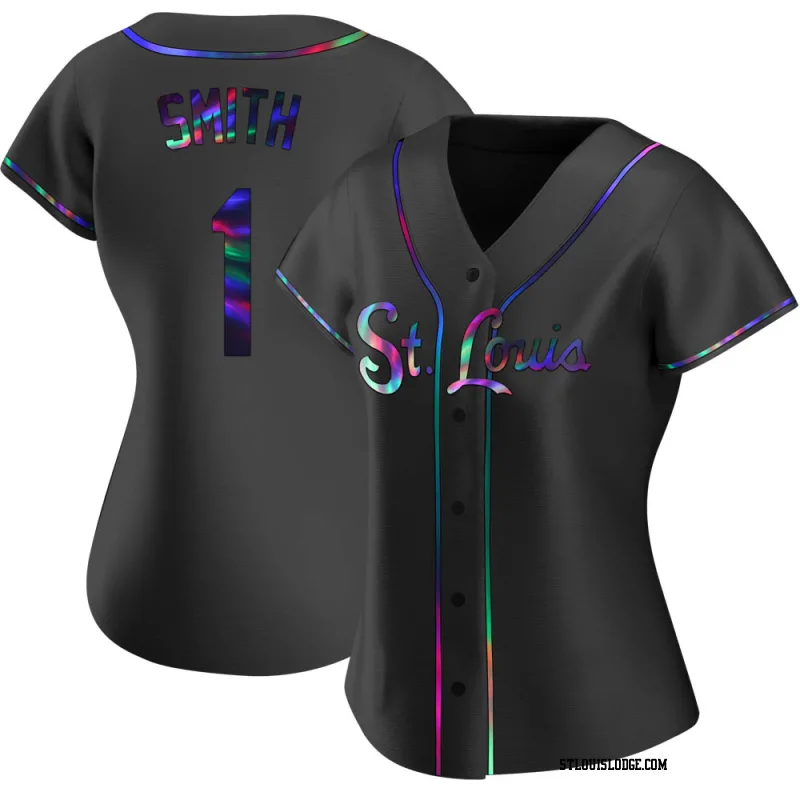 Women's St. Louis Cardinals Ozzie Smith Replica Black Holographic Alternate Jersey