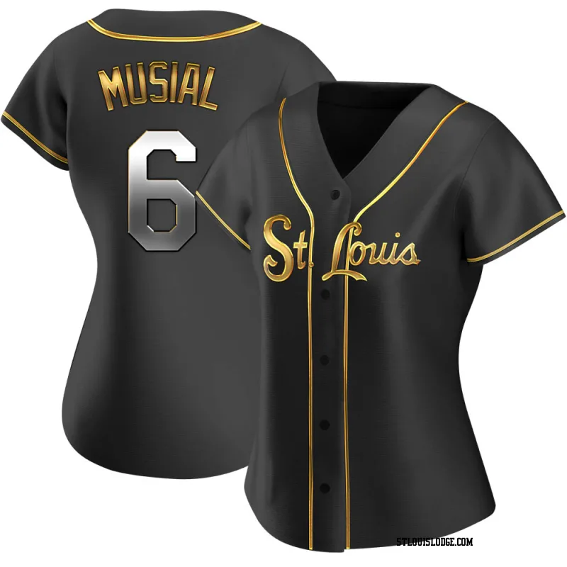 Women's St. Louis Cardinals Stan Musial Replica Black Golden Alternate Jersey