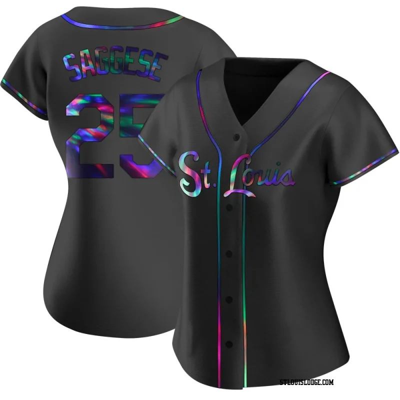 Women's St. Louis Cardinals Thomas Saggese Replica Black Holographic Alternate Jersey