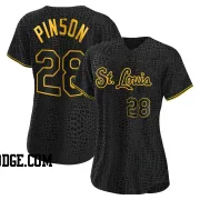 Women's St. Louis Cardinals Vada Pinson Authentic Black Snake Skin City Jersey