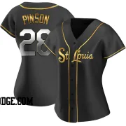 Women's St. Louis Cardinals Vada Pinson Replica Black Golden Alternate Jersey