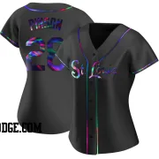 Women's St. Louis Cardinals Vada Pinson Replica Black Holographic Alternate Jersey