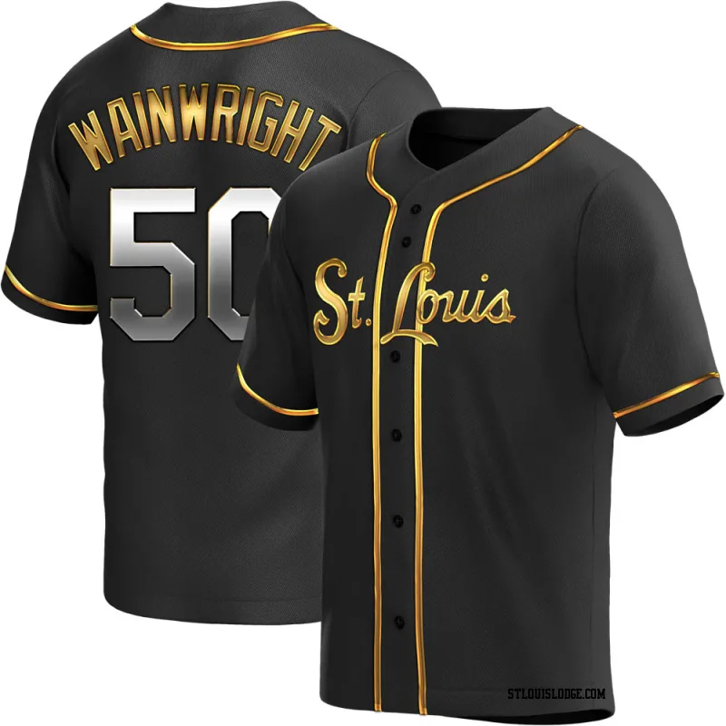 Youth St. Louis Cardinals Adam Wainwright Replica Black Golden Alternate Jersey