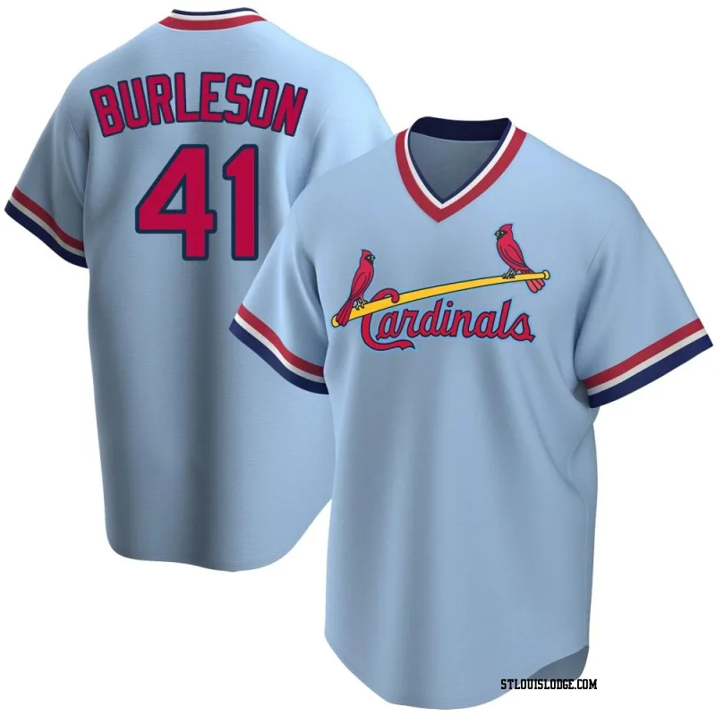 Youth St. Louis Cardinals Alec Burleson Replica Light Blue Road Cooperstown Collection Jersey