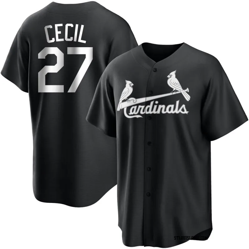 Youth St. Louis Cardinals Brett Cecil Replica Black/White Jersey