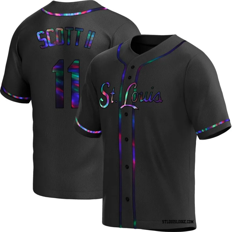 Youth St. Louis Cardinals Victor Scott II Replica Black Holographic Alternate Jersey