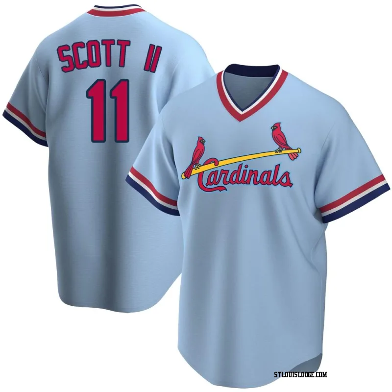 Youth St. Louis Cardinals Victor Scott II Replica Light Blue Road Cooperstown Collection Jersey